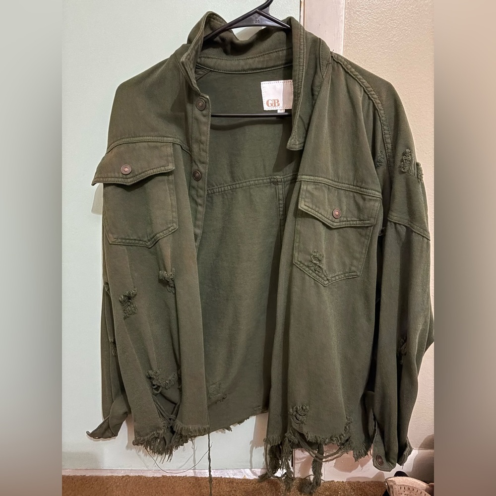 Medium dark green distressed jacket